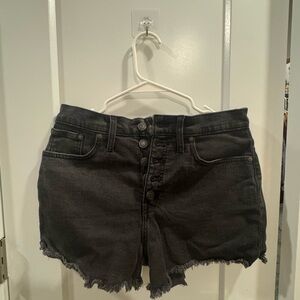 Madewell Black Button-Fly Raw-Hem Denim Shorts